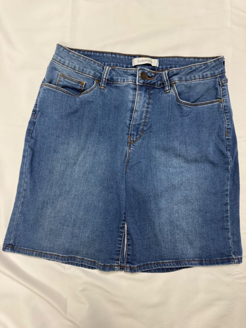 Croft & Barrow Denim Shorts Size 14 Blue Stretch Fabric 20 Inch Inseam